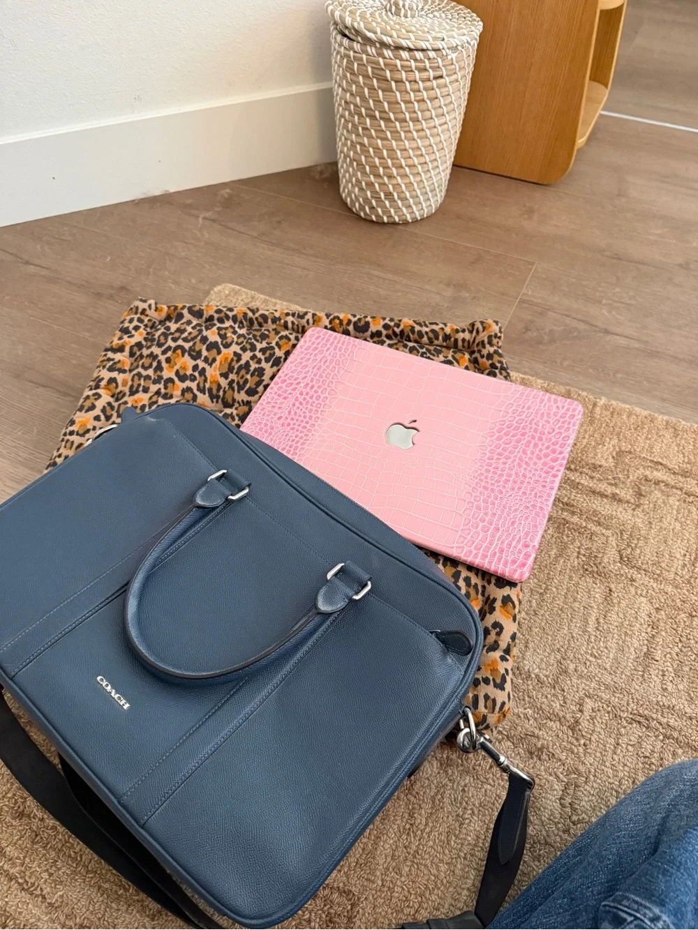 Coach Navy Leather Laptop Tote
